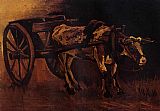 Cart with Red and White Ox by Vincent van Gogh